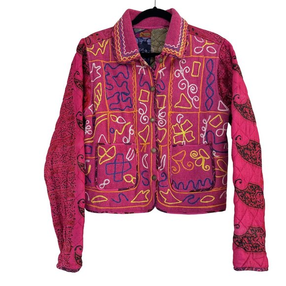 C:eed Jackets & Blazers - C:eed Womens Reversible Patchwork Quilted Silk Cotton Boho Hippie Jacket Size XS